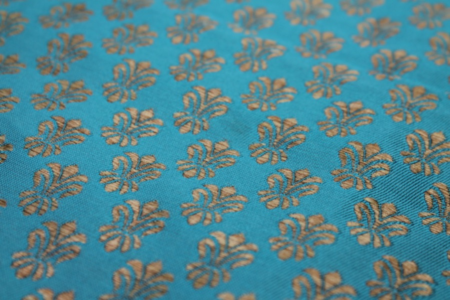Fleur-de-lys Style Brocade - Turquoise fabric, image 5 of 7
