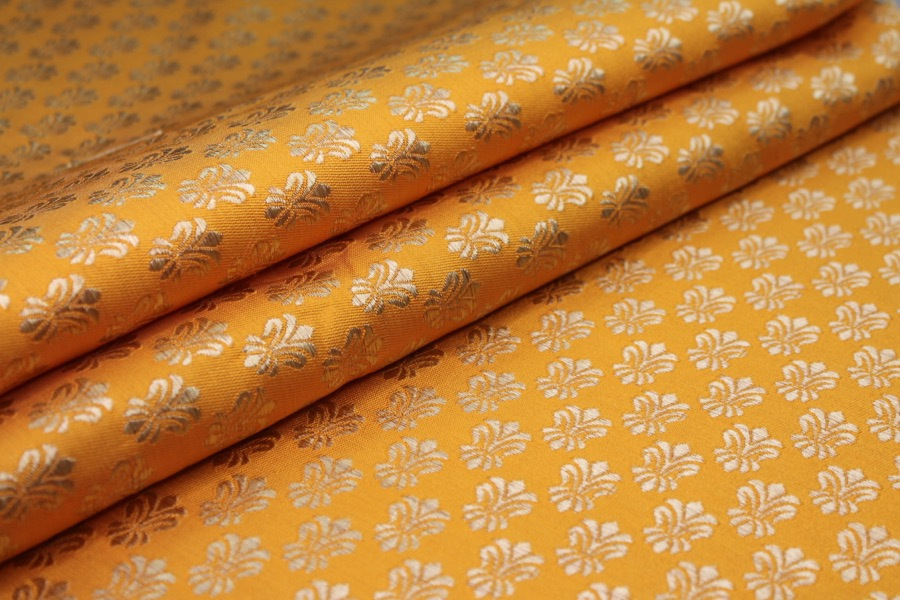 Fleur-de-lys Style Brocade - Saffron Yellow fabric