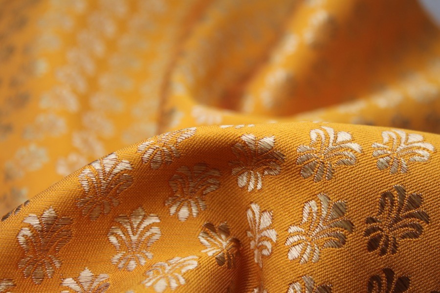 Fleur-de-lys Style Brocade - Saffron Yellow fabric, image 3 of 6