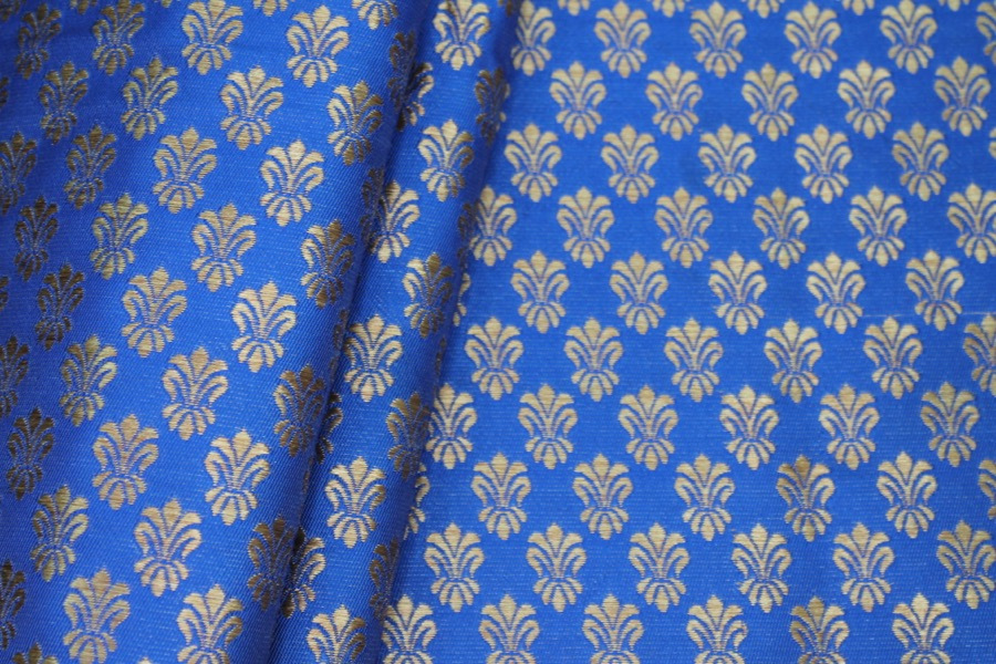 Fleur-de-lys Style Brocade - Royal Blue fabric, image 2 of 7