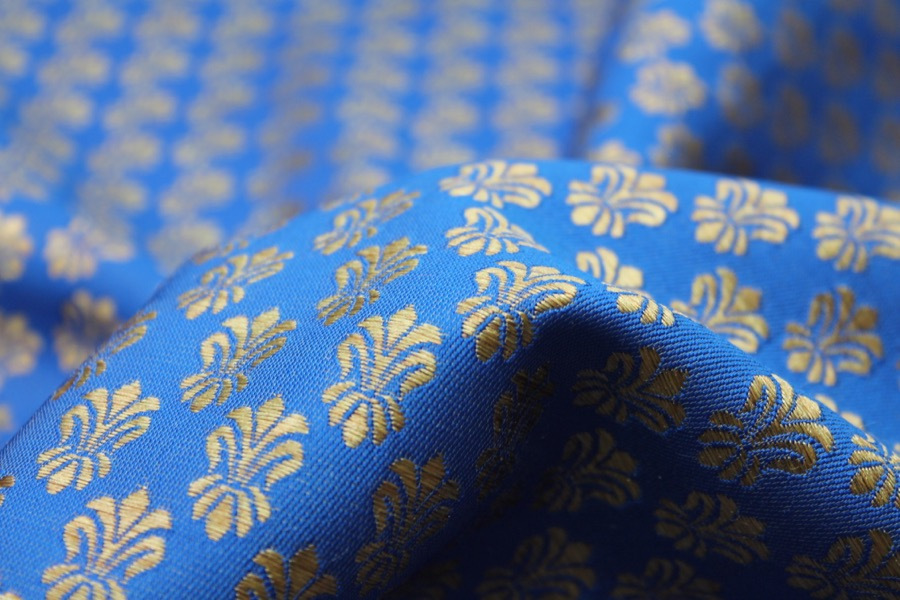 Fleur-de-lys Style Brocade - Royal Blue fabric, image 5 of 7