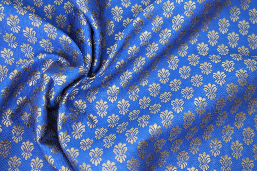 Fleur-de-lys Style Brocade - Royal Blue fabric, image 4 of 7