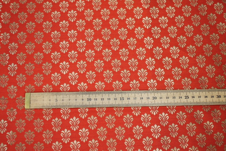 Fleur-de-lys Style Brocade - Orange fabric, image 4 of 7