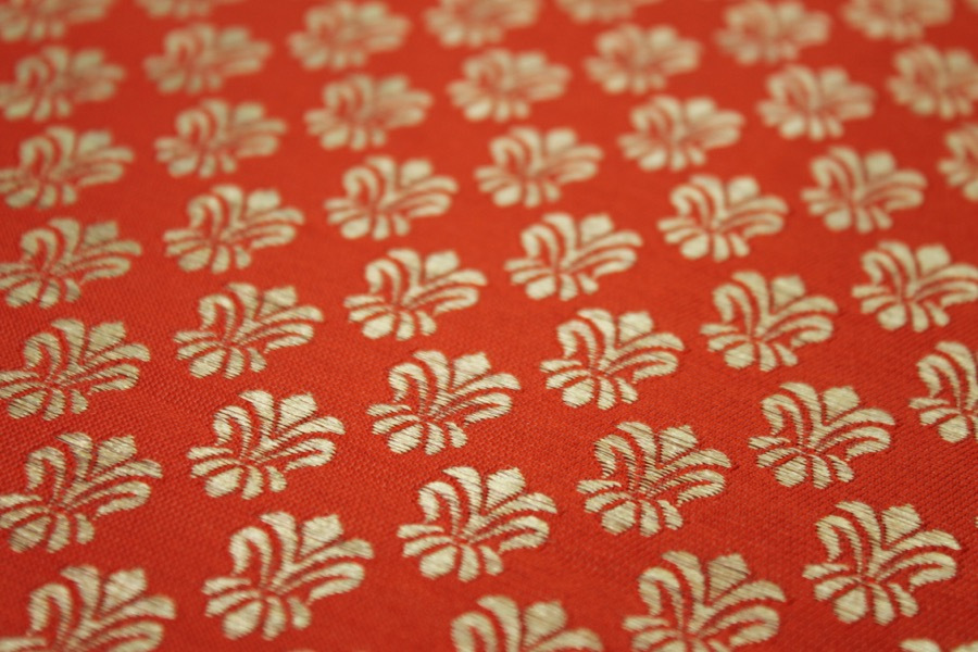 Fleur-de-lys Style Brocade - Orange fabric, image 3 of 7