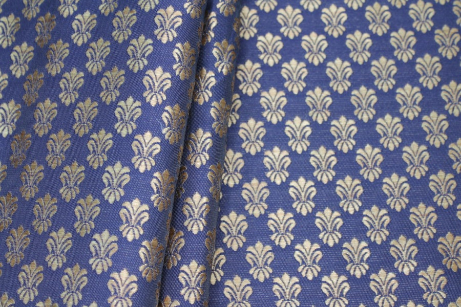 Fleur-de-lys Style Brocade - Navy fabric, image 2 of 7