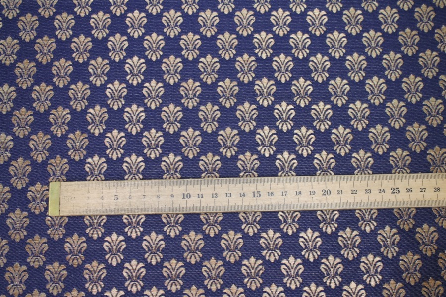 Fleur-de-lys Style Brocade - Navy fabric, image 4 of 7