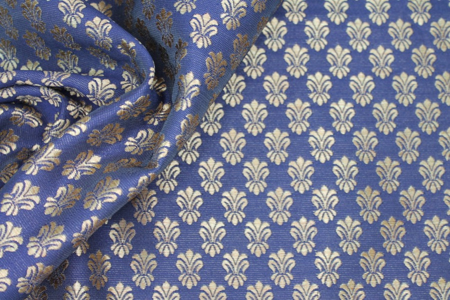 Fleur-de-lys Style Brocade - Navy fabric, image 3 of 7