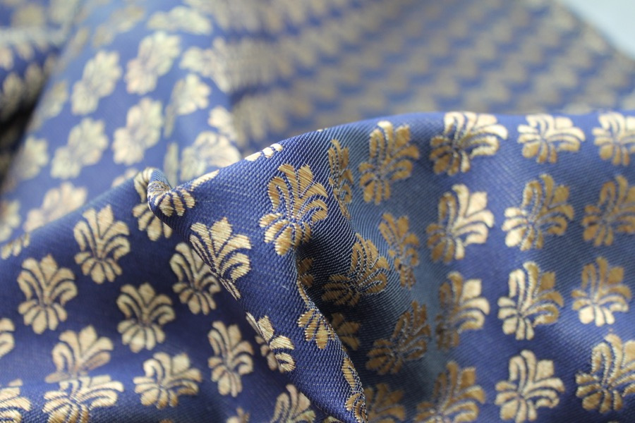 Fleur-de-lys Style Brocade - Navy fabric, image 6 of 7