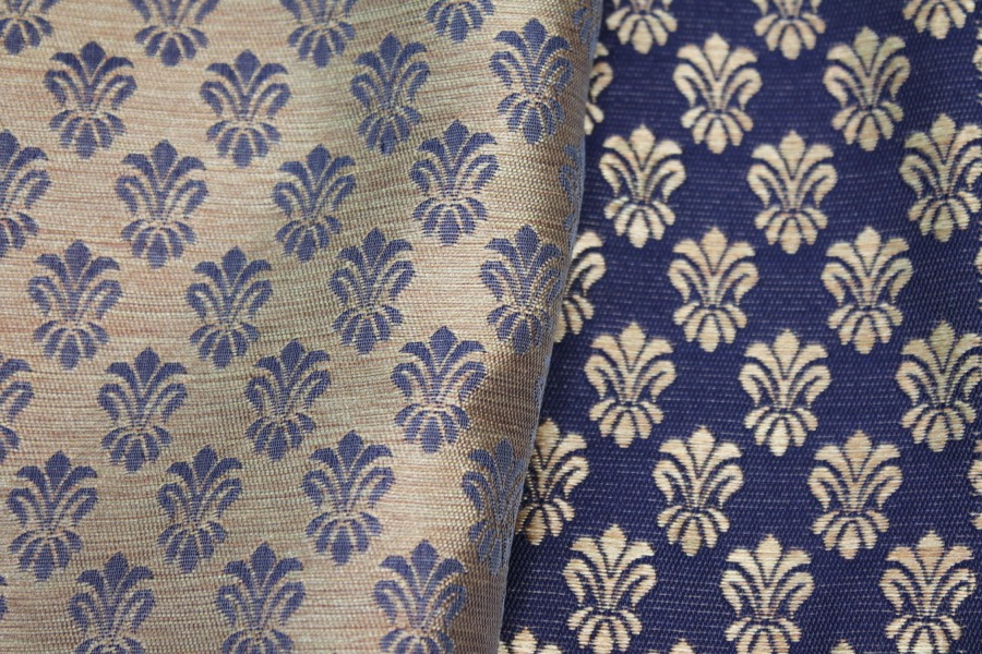 Fleur-de-lys Style Brocade - Navy fabric, image 7 of 7