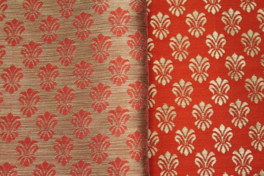 Fleur-de-lys Style Brocade - Orange fabric, image 7 of 7