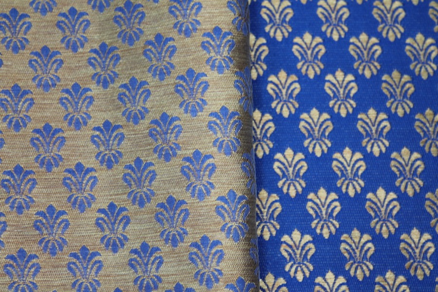 Fleur-de-lys Style Brocade - Royal Blue fabric, image 7 of 7