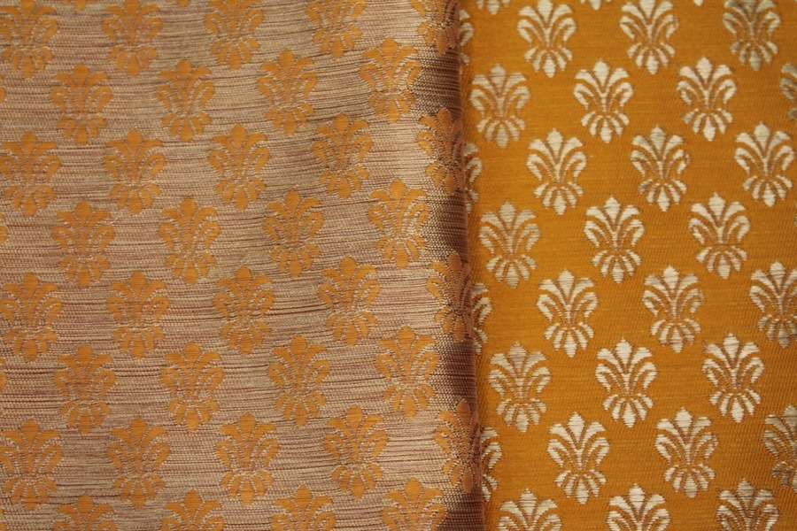 Fleur-de-lys Style Brocade - Saffron Yellow fabric, image 5 of 6
