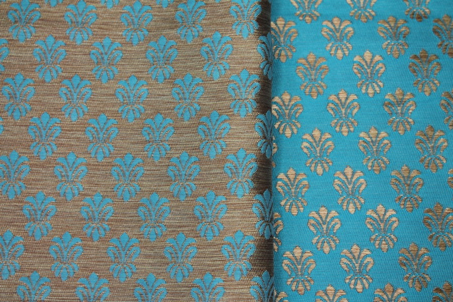 Fleur-de-lys Style Brocade - Turquoise fabric, image 7 of 7