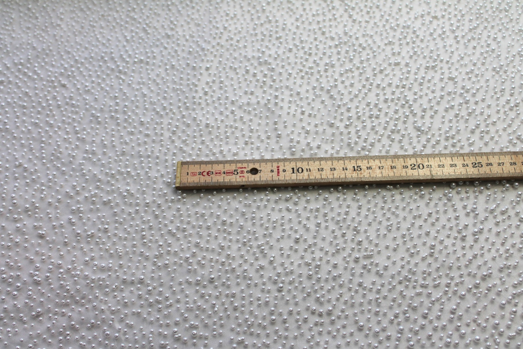 Ivory Pearls on Ivory Nylon Tulle fabric, image 7 of 7