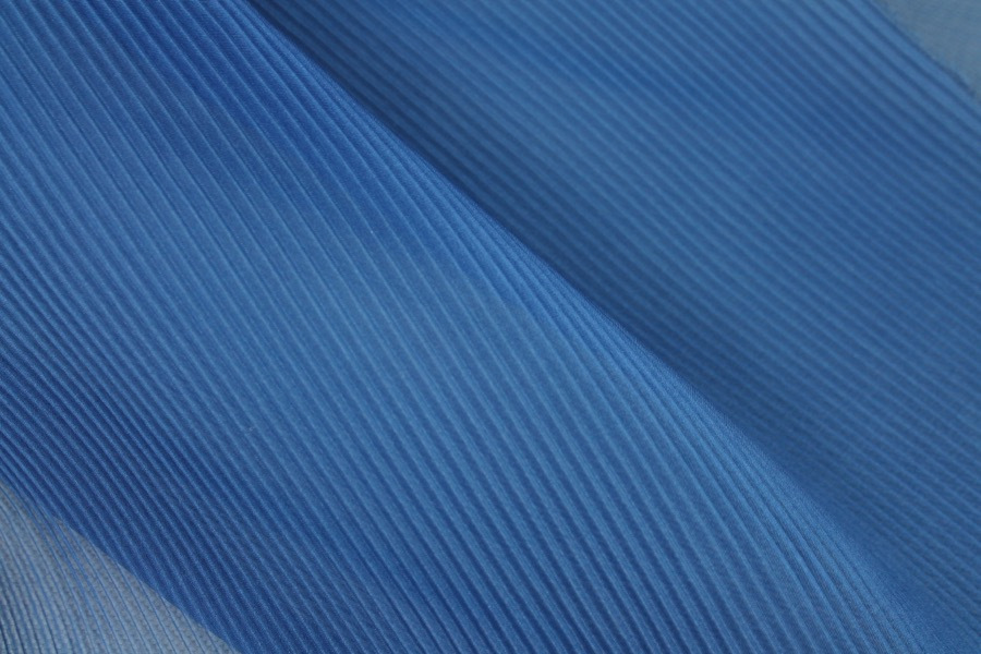 Pleated Blue Organza fabric, image 3 of 6