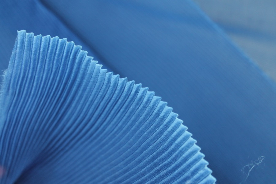 Pleated Blue Organza fabric, image 2 of 6