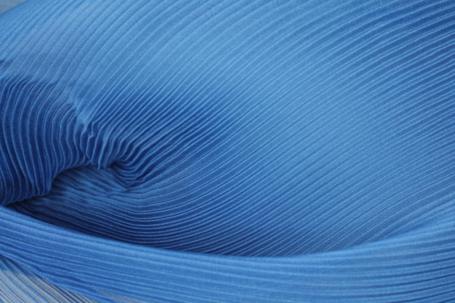 Pleated Blue Organza fabric, image 5 of 6