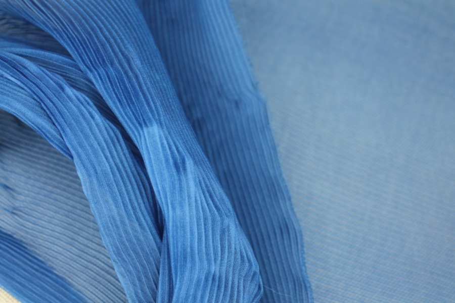 Pleated Blue Organza fabric, image 6 of 6