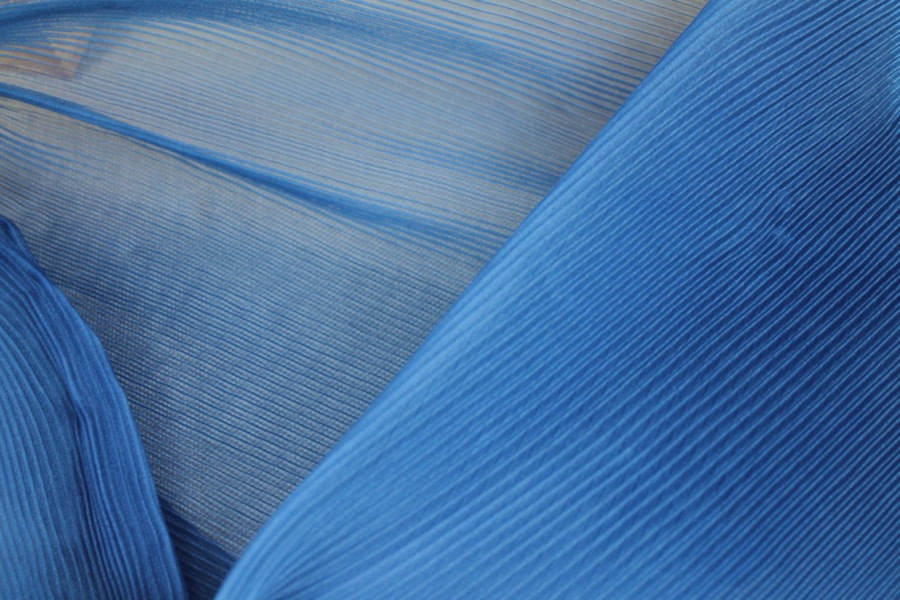 Pleated Blue Organza fabric, image 4 of 6