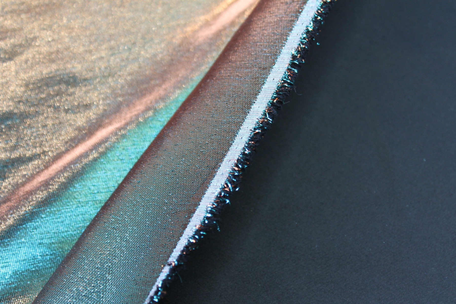 Colour Changing Turquoise and Gold Lurex Backed Duchesse Satin fabric, image 6 of 7
