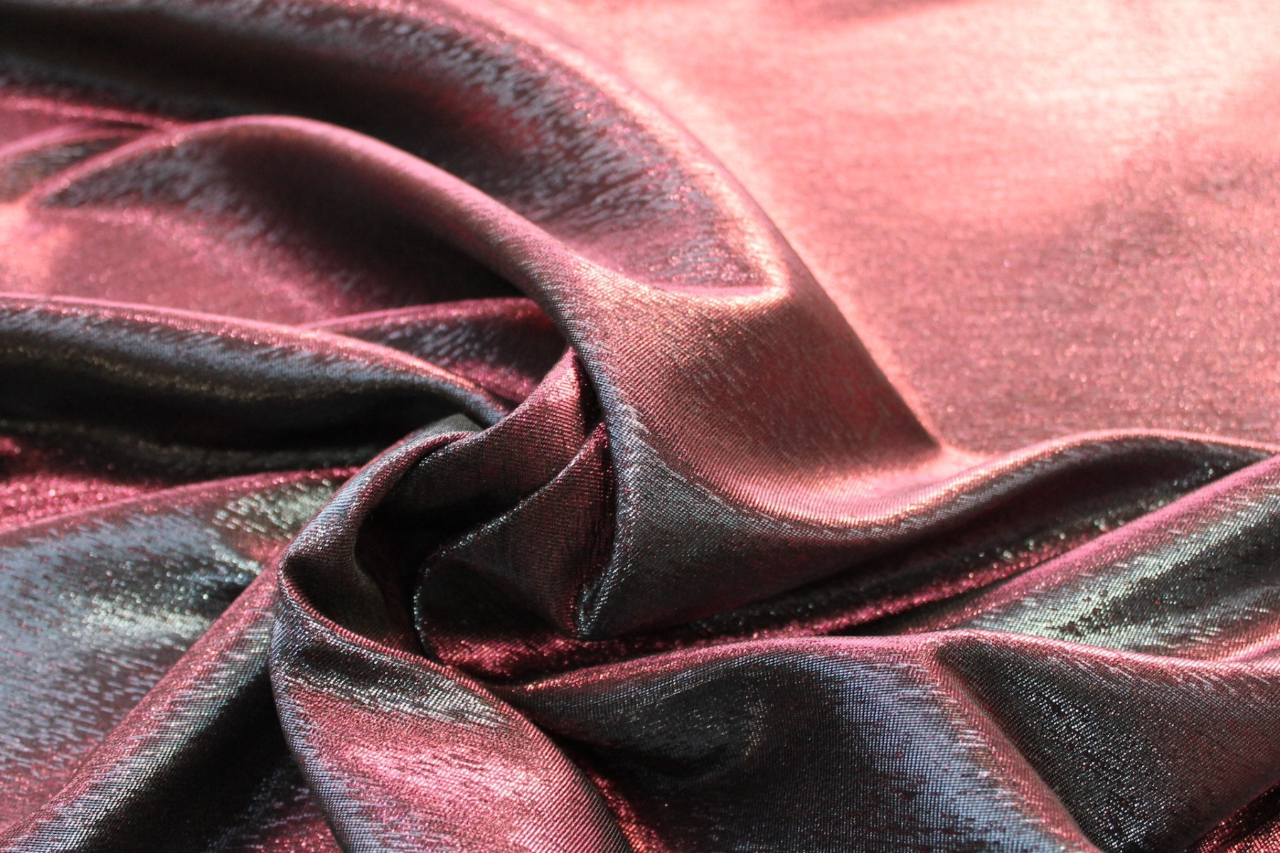Colour Changing Plum and Midnight Lurex Backed Duchesse Satin fabric, image 3 of 6