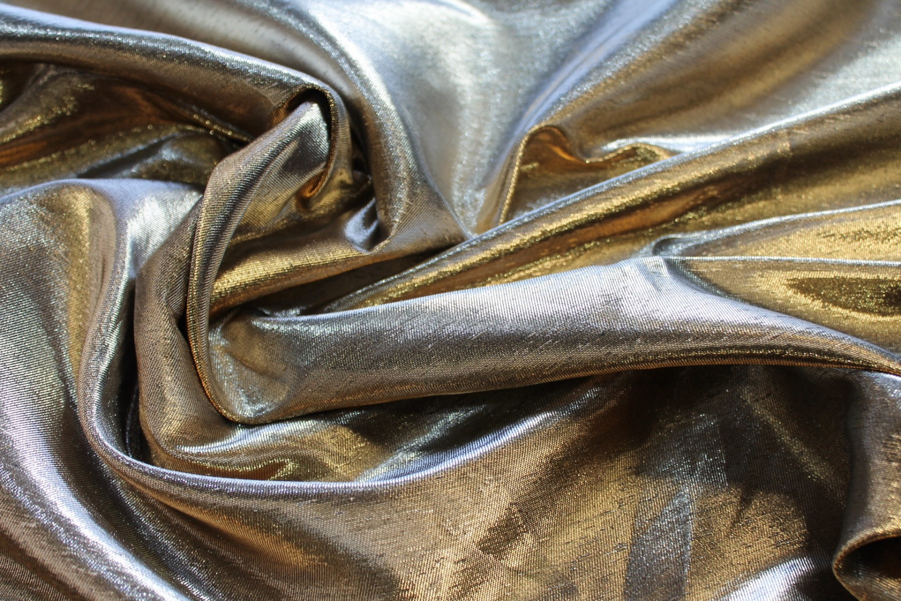 Colour Changing Silver and Gold Lurex Backed Duchesse Satin fabric