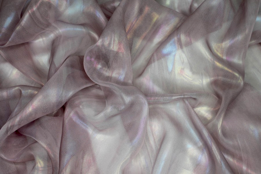 Foil Printed Chiffon - Pale Pink Oil Slick fabric, image 4 of 7