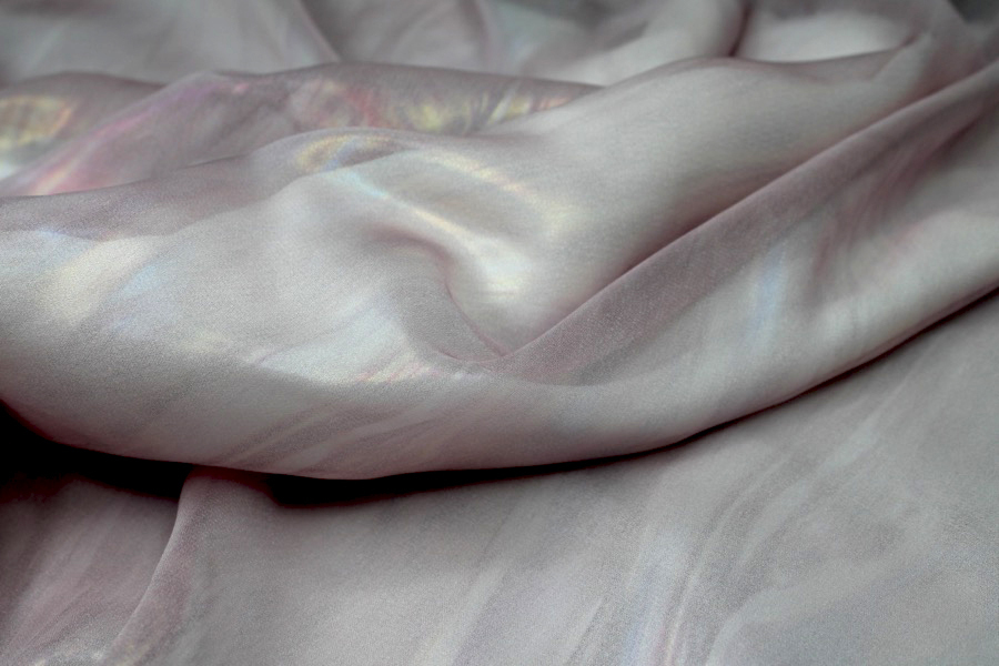 Foil Printed Chiffon - Pale Pink Oil Slick fabric, image 2 of 7