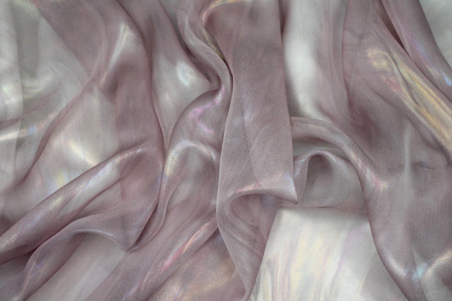 Foil Printed Chiffon - Pale Pink Oil Slick fabric, image 3 of 7