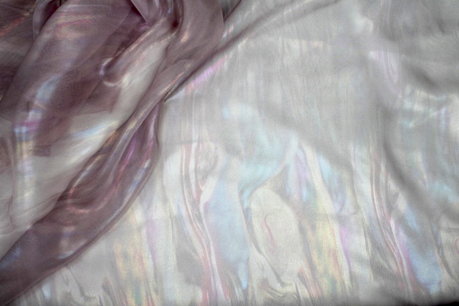 Foil Printed Chiffon - Pale Pink Oil Slick fabric, image 7 of 7