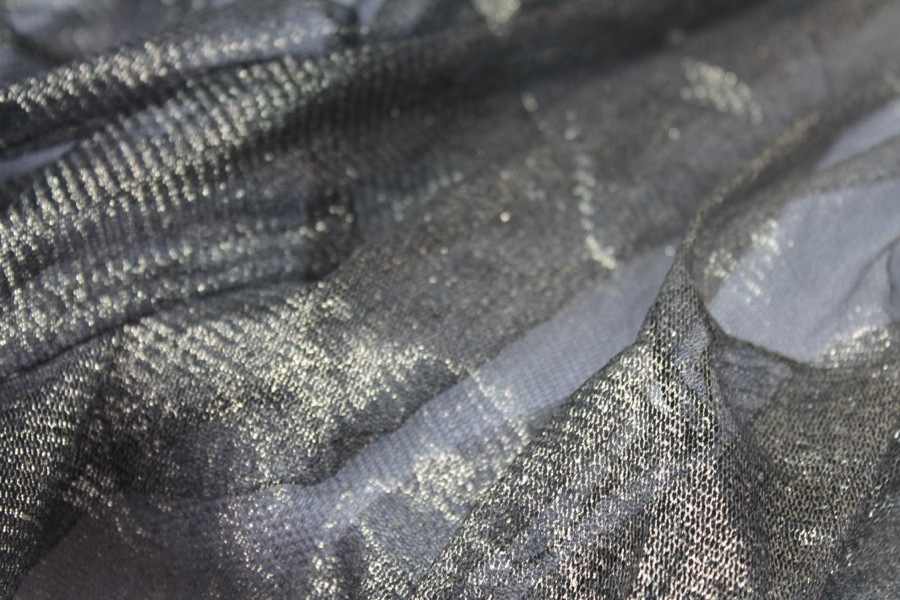 Foil Printed Silk Tulle - Gold on Black fabric, image 4 of 8