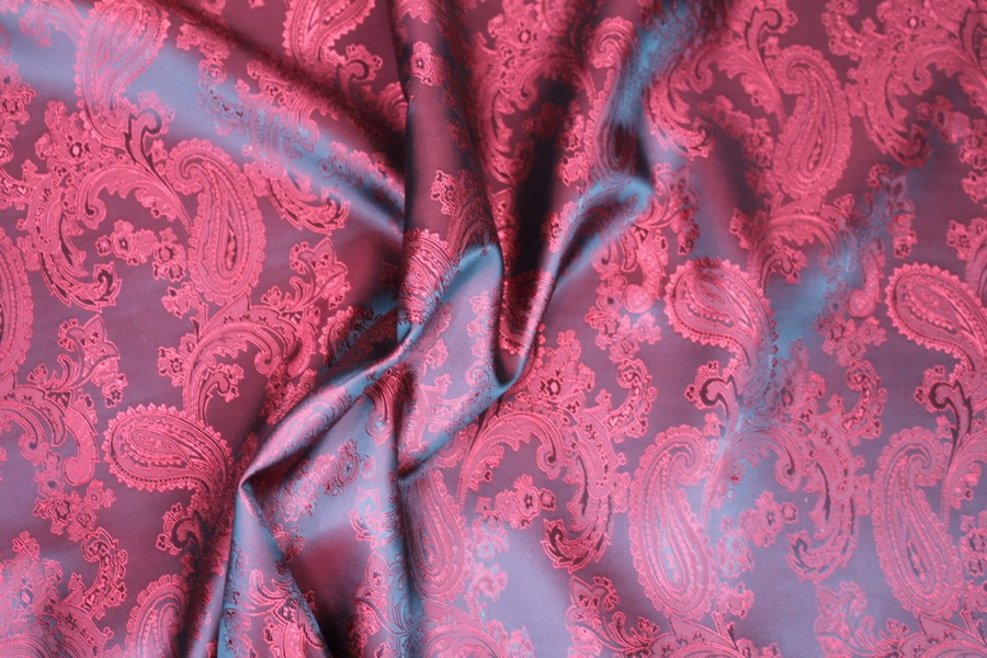 Paisley Patterned Anti-Static Lining - Red fabric, image 3 of 8