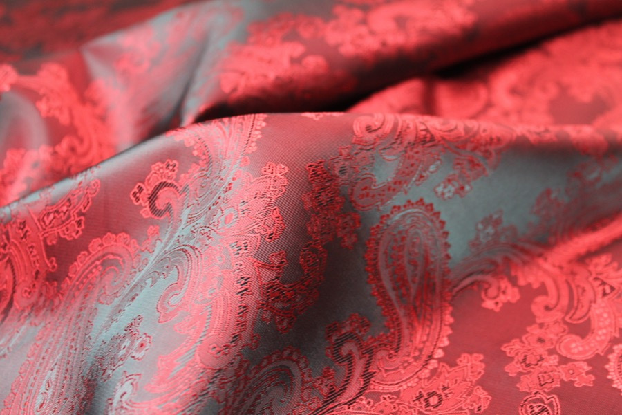 Paisley Patterned Anti-Static Lining - Red fabric