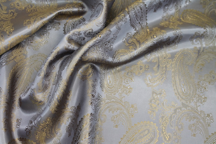 Paisley Patterned Anti-Static Lining - Gold fabric, image 6 of 7