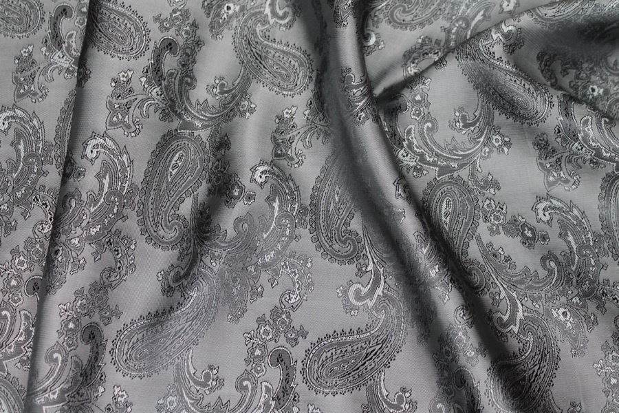 Paisley Patterned Anti-Static Lining - Grey fabric, image 5 of 5