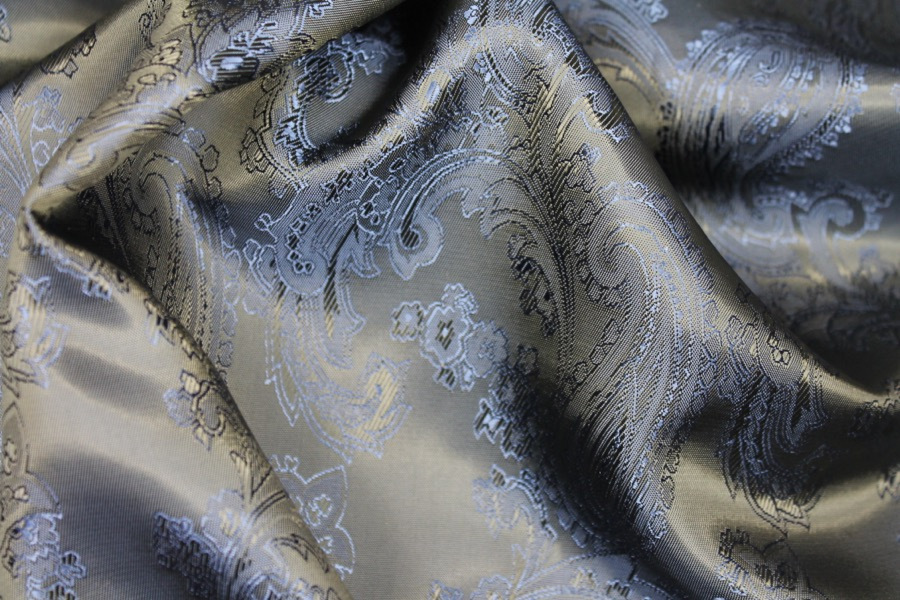 Paisley Patterned Anti-Static Lining - Navy fabric, image 6 of 6