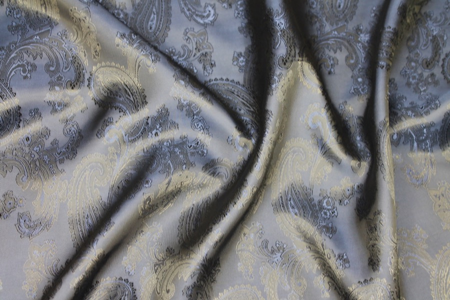 Paisley Patterned Anti-Static Lining - Navy fabric, image 3 of 6