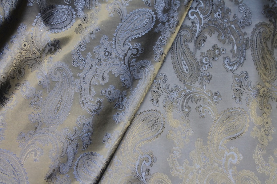Paisley Patterned Anti-Static Lining - Navy fabric, image 5 of 6