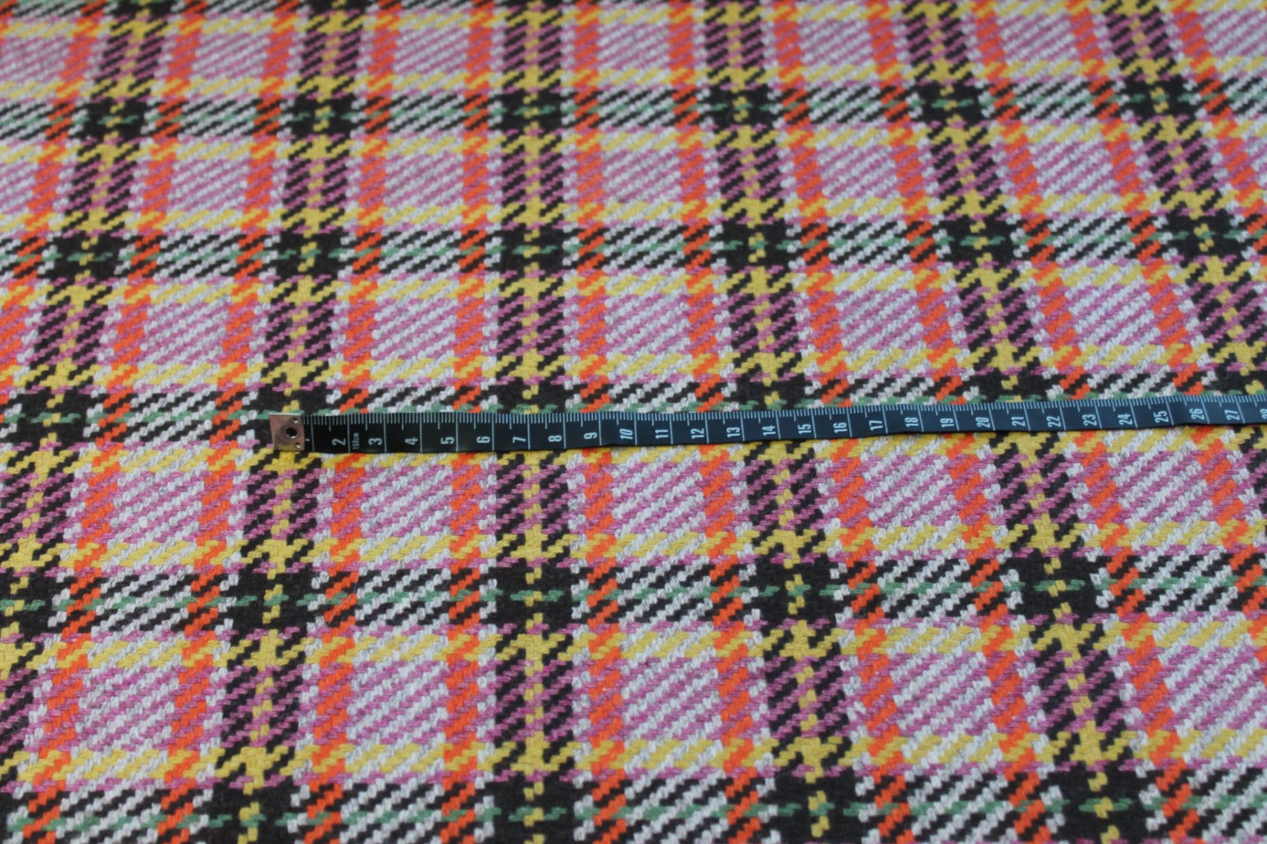 Recycled Wool Tartan - Beige, Mauve, Orange, Brown and Yellow fabric, image 2 of 5