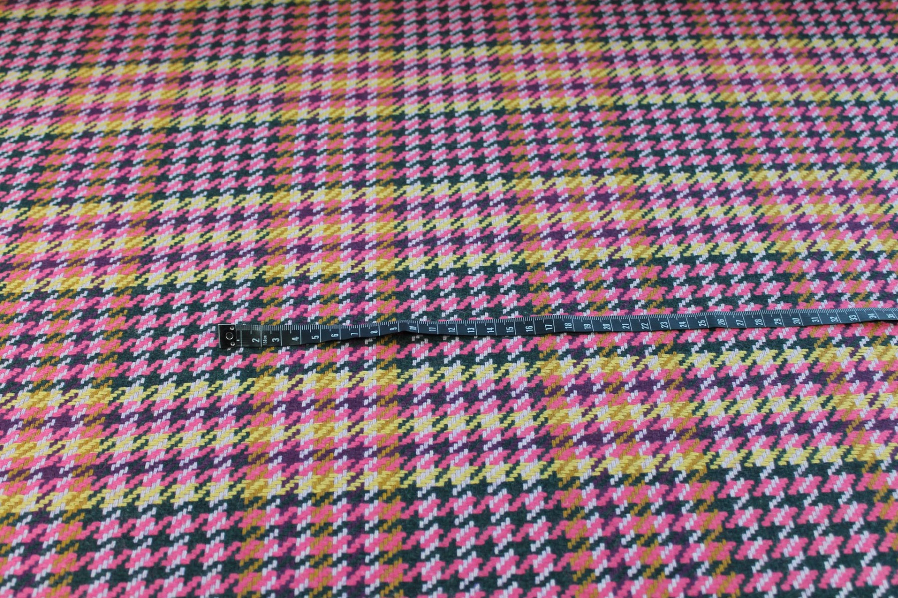 Recycled Wool Tartan - Pink, Mauve and Yellow fabric, image 2 of 5