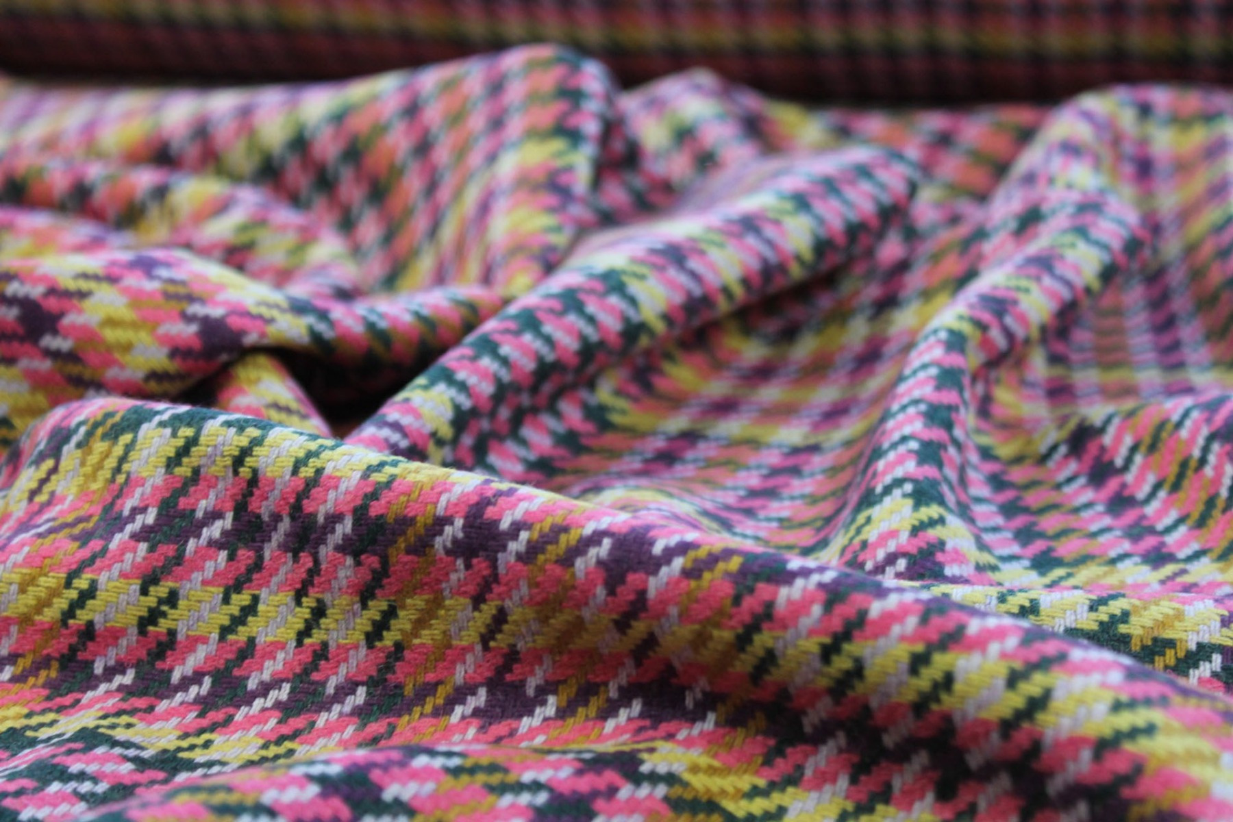 Recycled Wool Tartan - Pink, Mauve and Yellow fabric, image 5 of 5