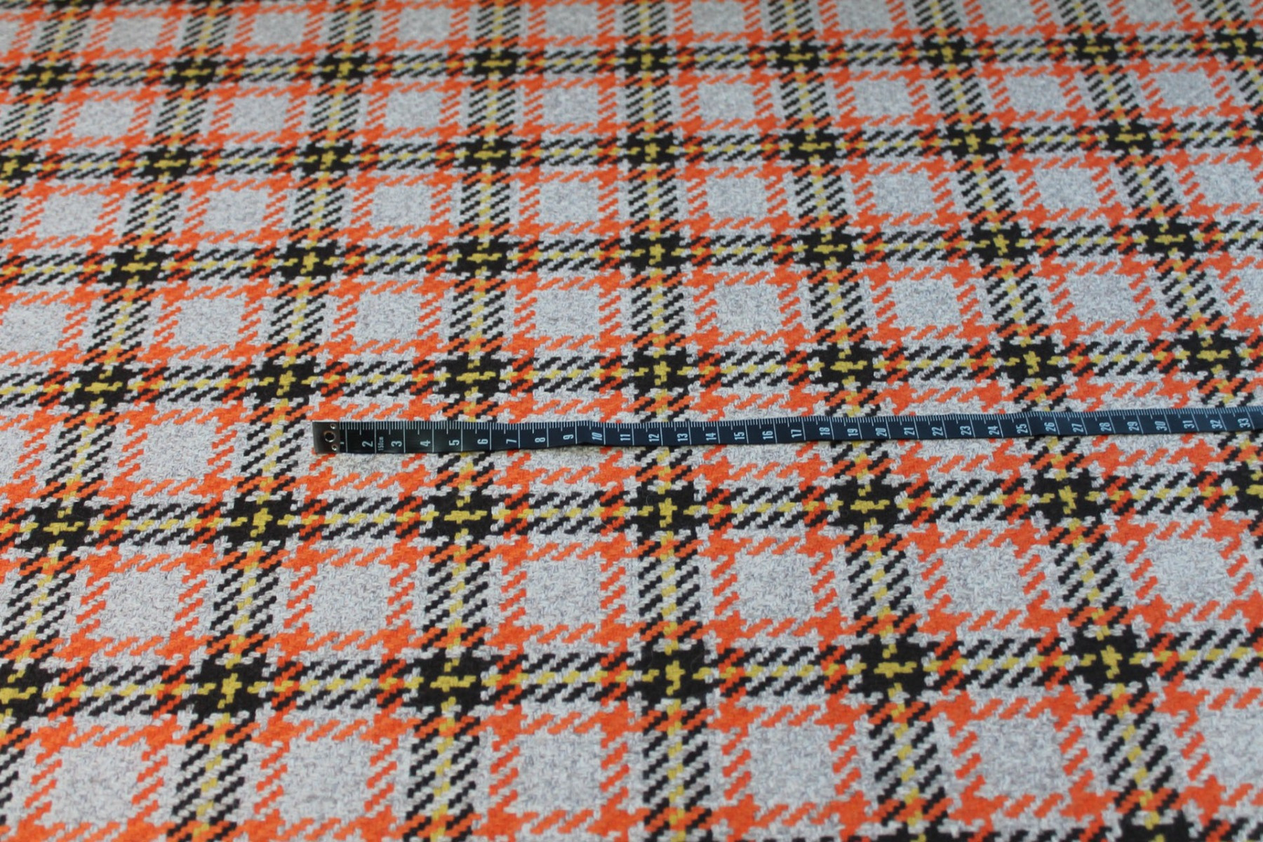 Recycled Wool Tartan - Beige, Orange, Brown and Yellow fabric, image 2 of 5