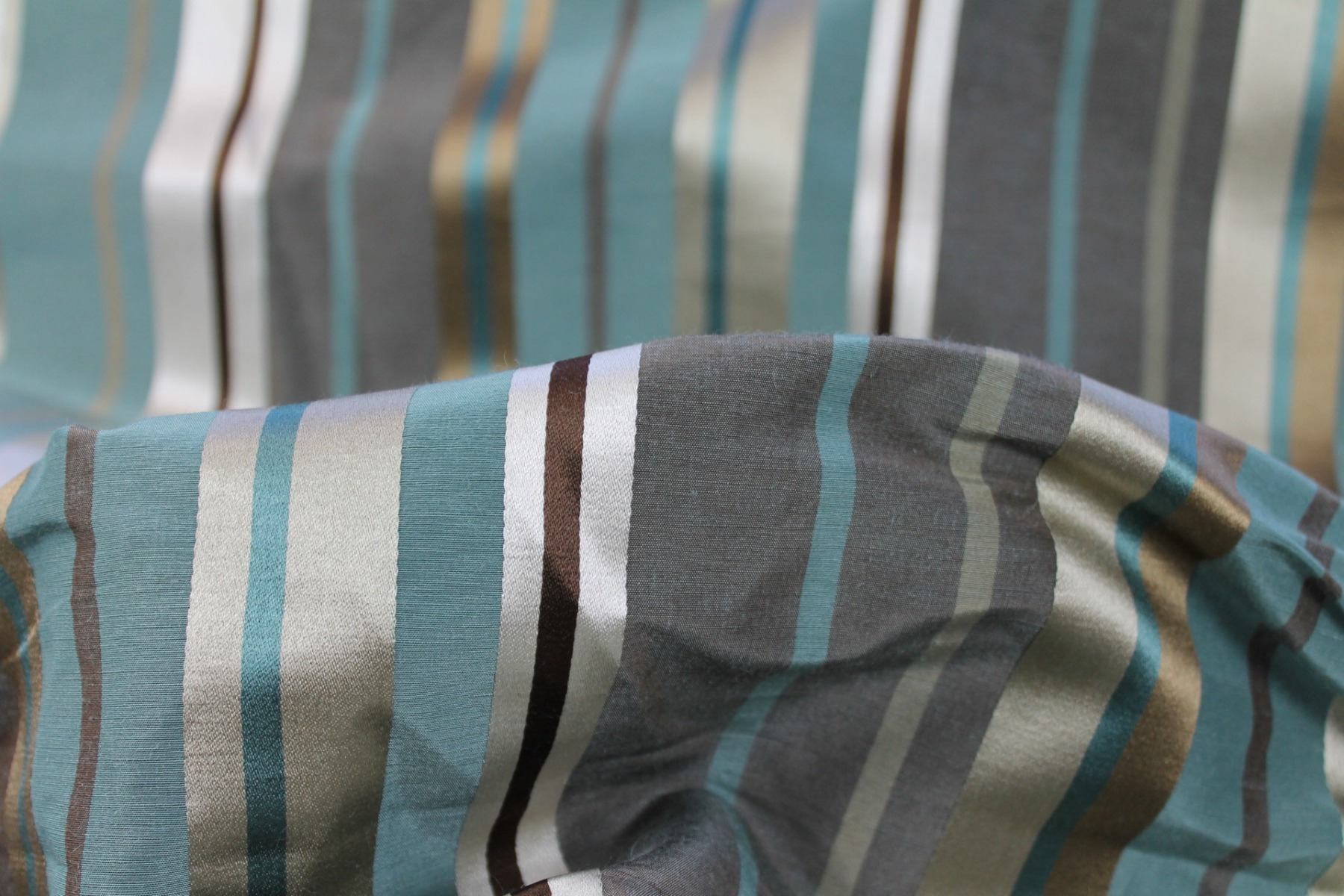Woven Satin Stripe Brocade - Teal, Cream, Khaki and Olive fabric, image 6 of 6