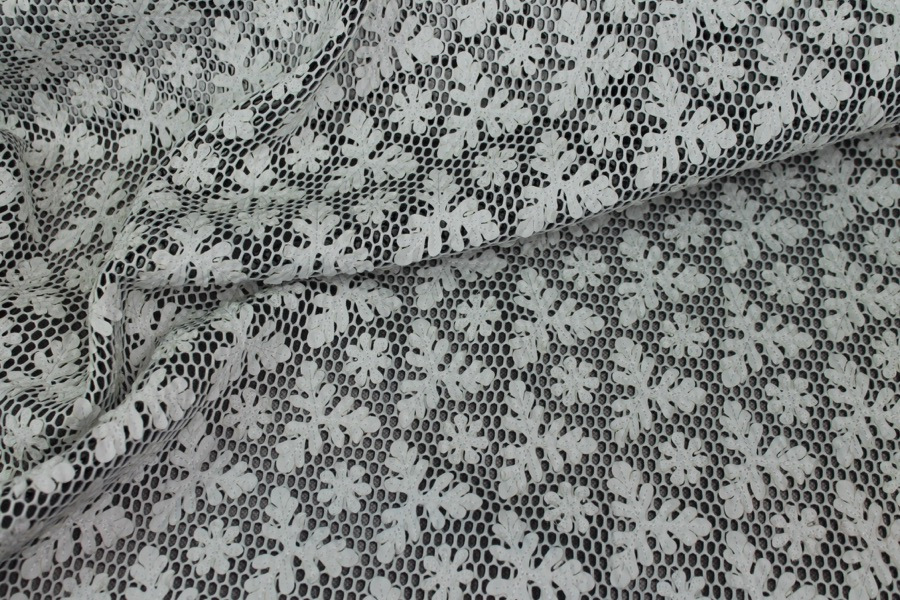 Appliquéd Spacer Tech Mesh - Black / Off White fabric, image 7 of 8