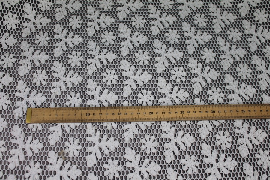 Appliquéd Spacer Tech Mesh - Black / Off White fabric, image 4 of 8