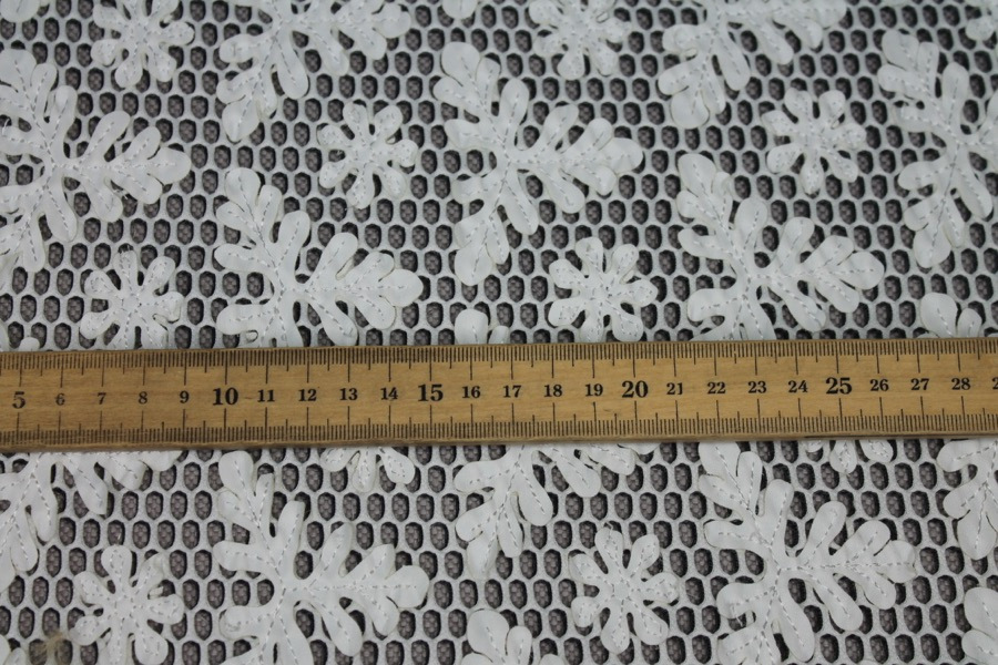 Appliquéd Spacer Tech Mesh - Black / Off White fabric, image 6 of 8