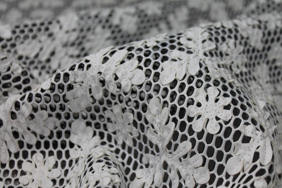 Appliquéd Spacer Tech Mesh - Black / Off White fabric