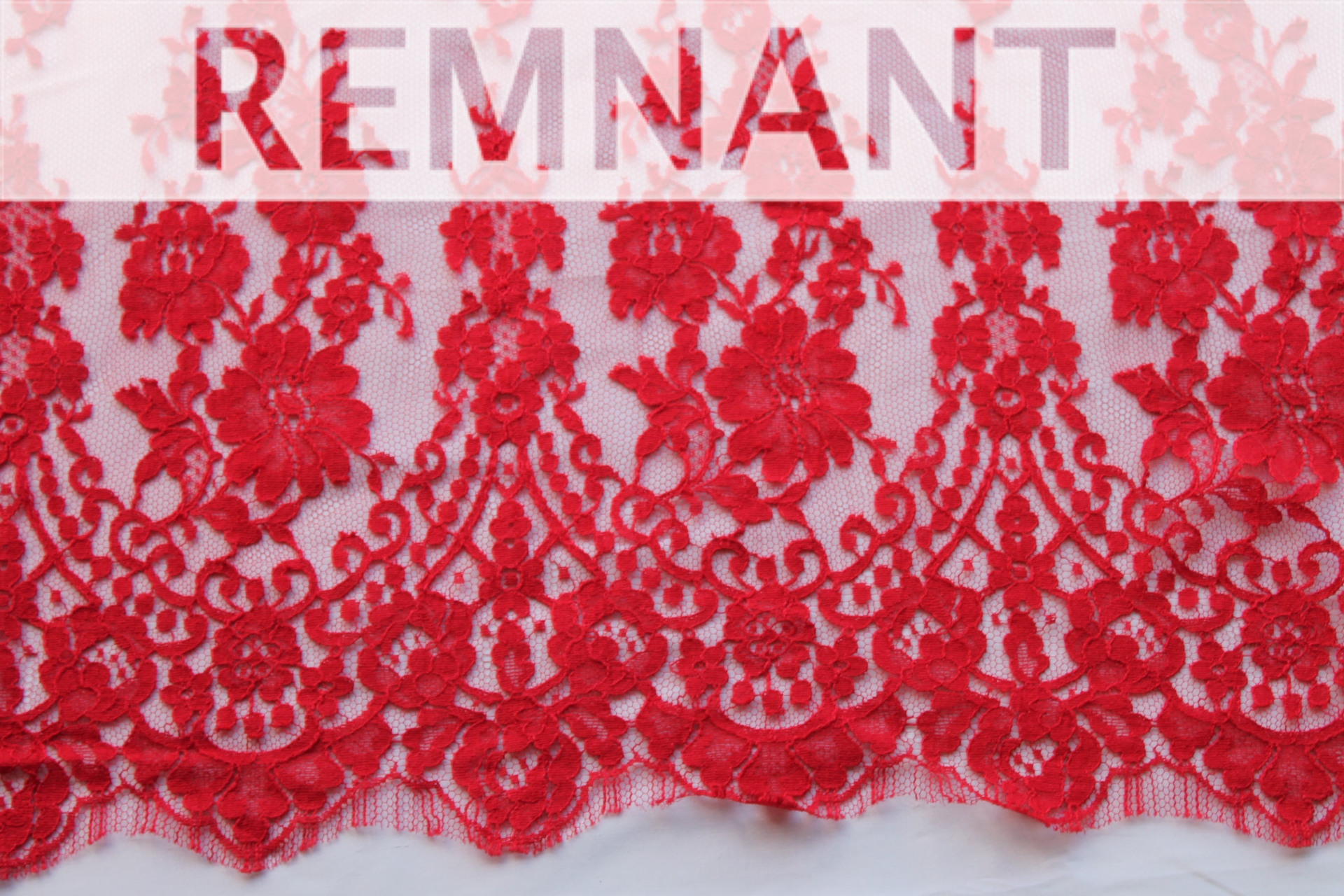 French Leavers Lace - Red - 1.2m Piece fabric