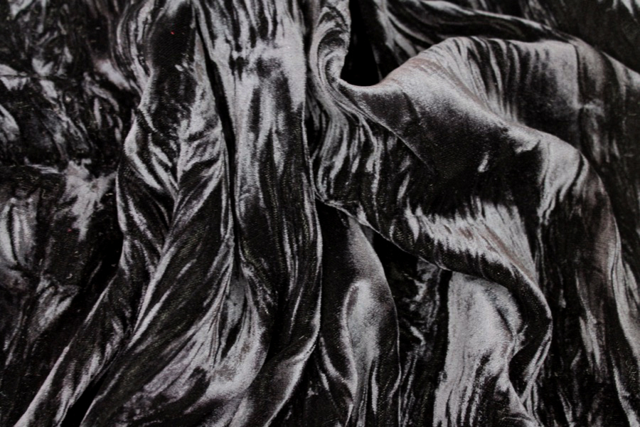 Crushed Viscose Velvet - Black fabric, image 2 of 5