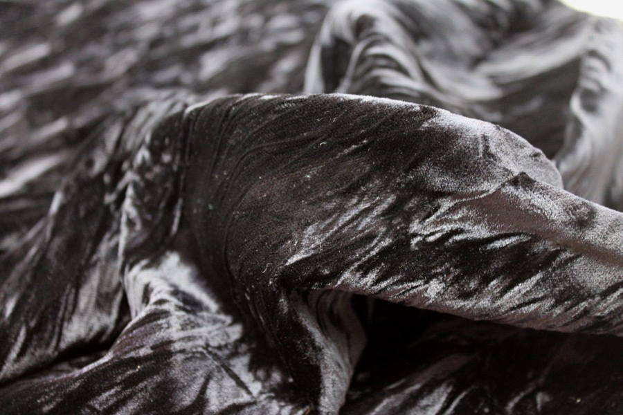Crushed Viscose Velvet - Black fabric